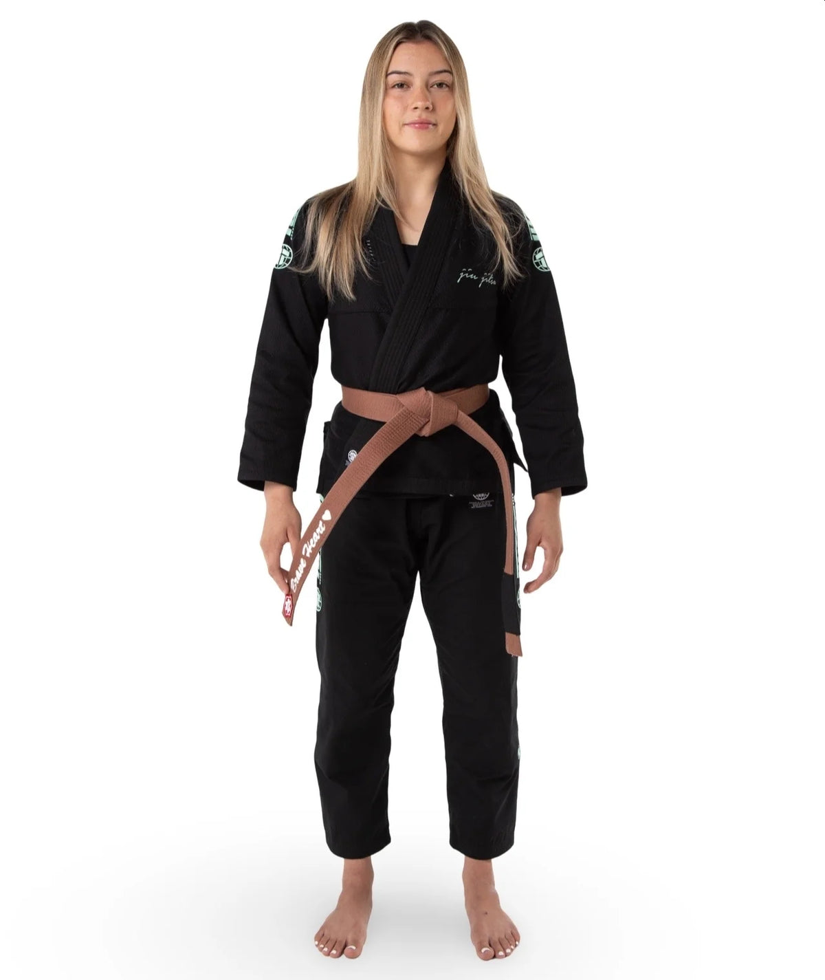 Gi de Mujer Para Jiu Jitsu Tatami Elements Superlite Negro y Menta