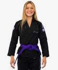 Gi de Mujer Para Jiu Jitsu Tatami Elements Superlite Negro y Morado