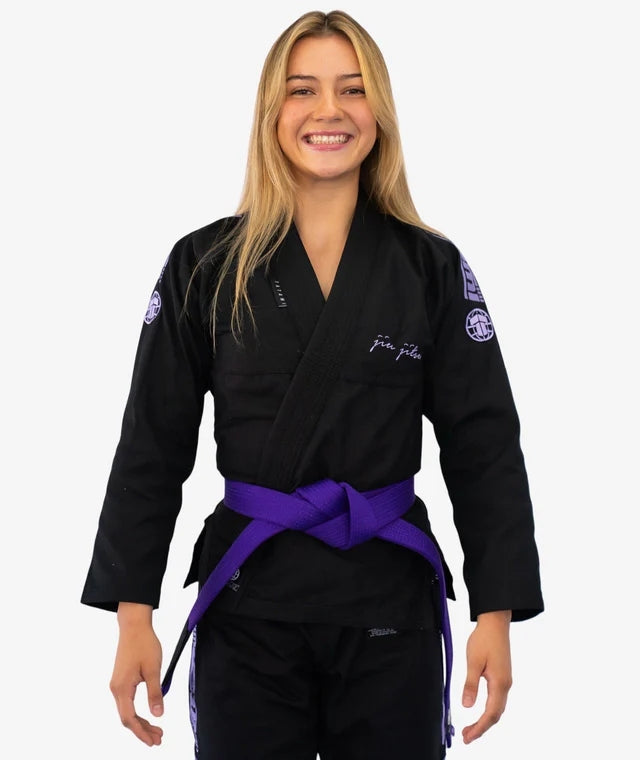 Gi de Mujer Para Jiu Jitsu Tatami Elements Superlite Negro y Morado