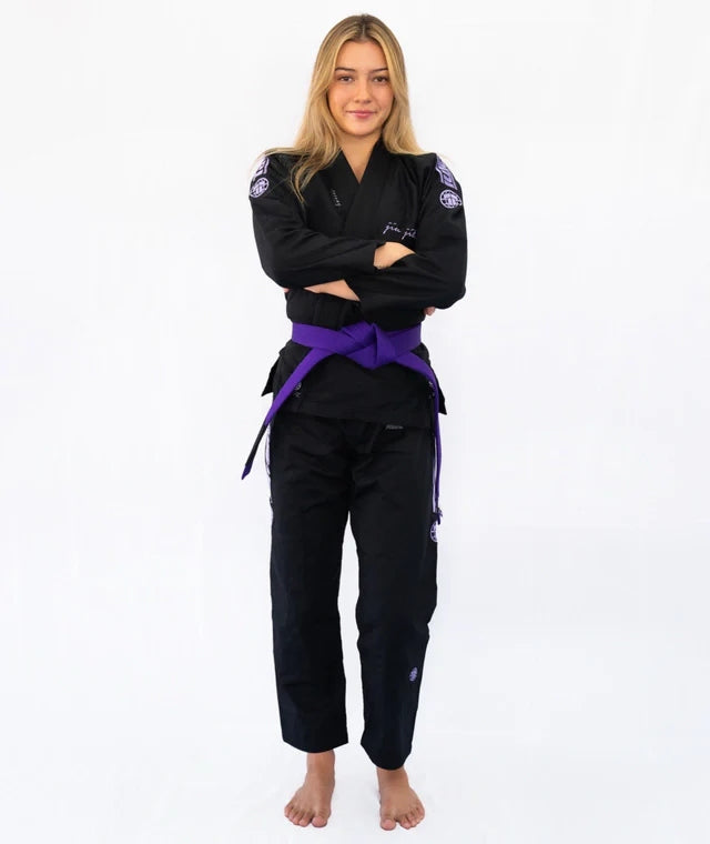 Gi de Mujer Para Jiu Jitsu Tatami Elements Superlite Negro y Morado
