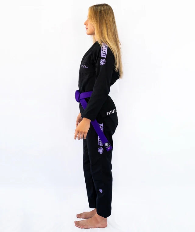 Gi de Mujer Para Jiu Jitsu Tatami Elements Superlite Negro y Morado