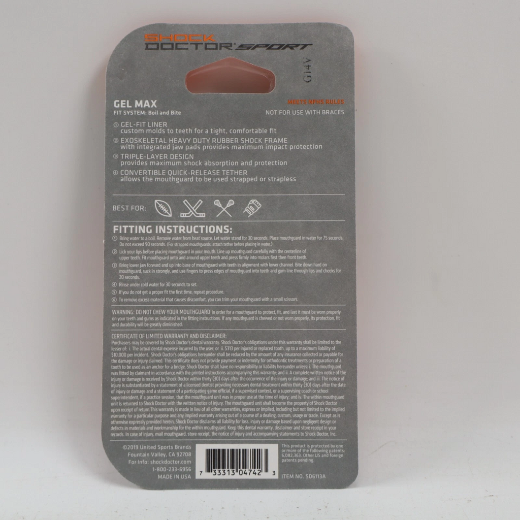 Protector Bucal Shock Doctor Gel Max Negro